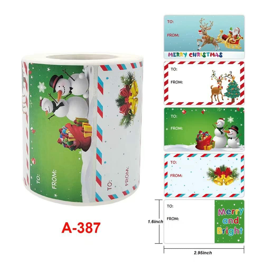 Taeekiy Christmas Gift Tag Stickers 300 Pcs Kraft Self Adhesive 2x3