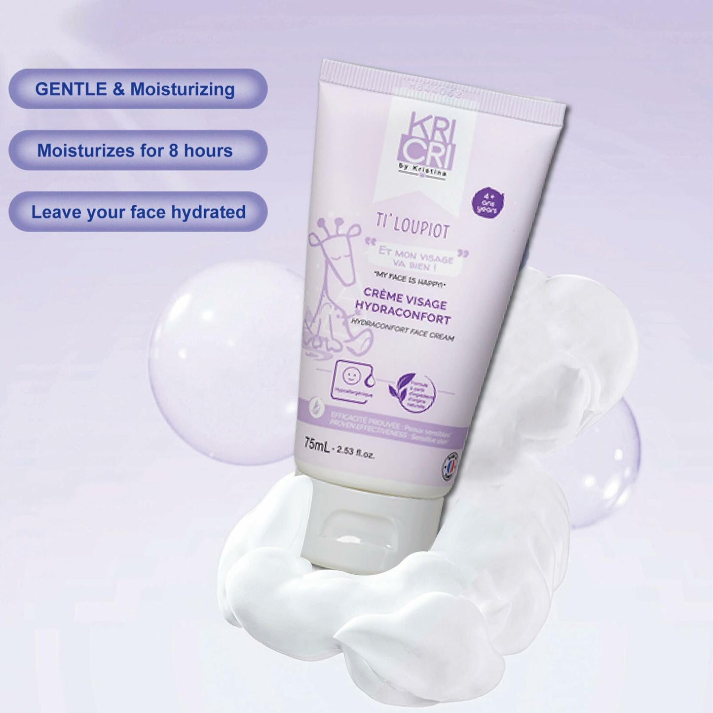 Kricri Children Face Moisturizer Plant Based for Dry Sensitive Skin