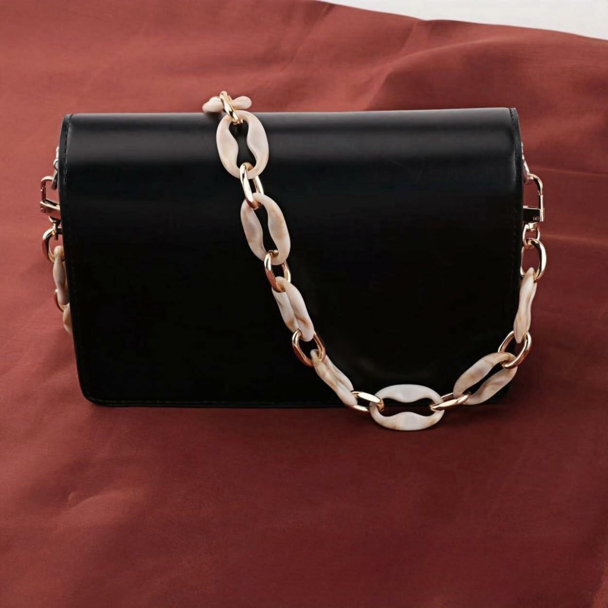 Amtvuzy Acrylic Resin Bag Handle Strap Purse Chain 40cm Brown