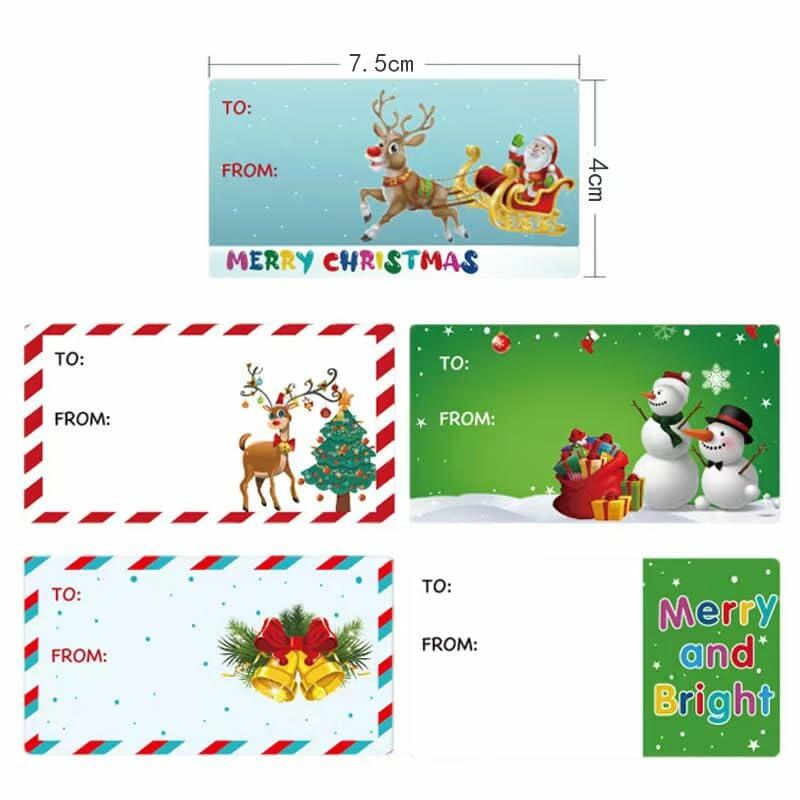 Taeekiy Christmas Gift Tag Stickers 300 Pcs Kraft Self Adhesive 2x3