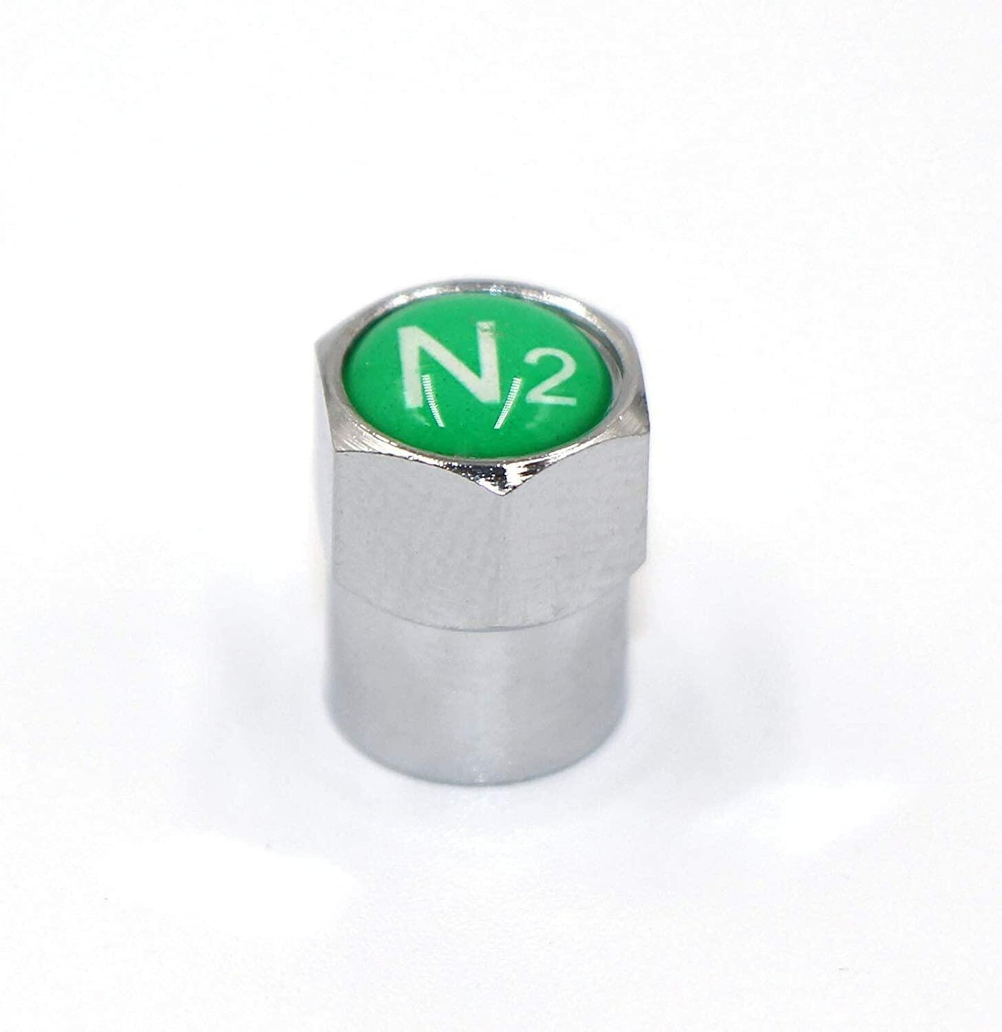 ACCRETION Chrome Brass Valve Stem Caps N2 Nitrogen Logo 4 pcs Red/Silver