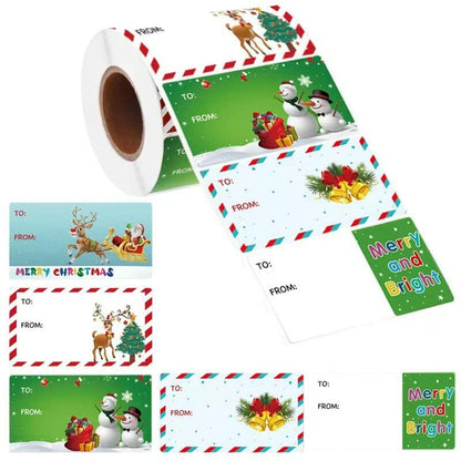 Taeekiy Christmas Gift Tag Stickers 300 Pcs Kraft Self Adhesive 2x3