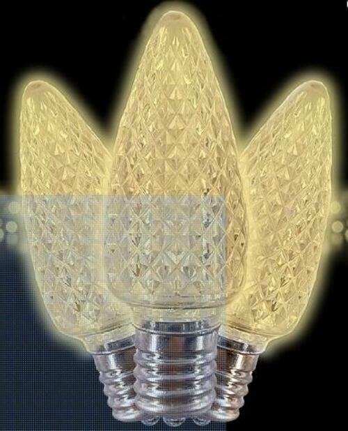 Holiday Light Depot 25 Pack C7 LED Christmas Bulbs Warm White E12 Base