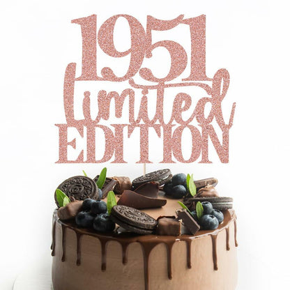 Yetxel Limited EDITION 1951 75th Birthday Cake Topper Rose Gold Glitter