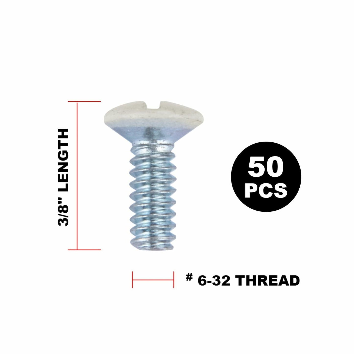 Henne Bery 3/8" 6-32 Thread Oval Head Wall Plate Screws 50 Pack Light Almond