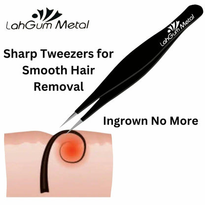 Sharp Pointy Eyebrow Tweezers Set Precision Slanted Black Facial Hair Tool