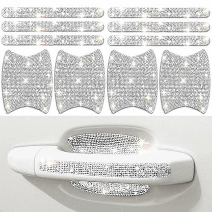 MUPEAK Car Door Handle Protector 10PCS White Sparkling Rhinestone Universal