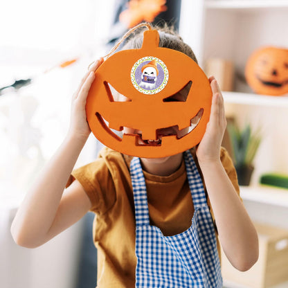 ZAEW Halloween Sticker Roll 500pcs 1.5" Colored Ghosts Round Decals