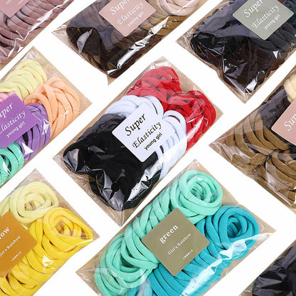 TANJY Black Hair Ties 100 Pcs Seamless Ponytail Holders Thick Hair