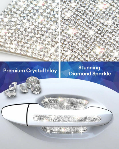 MUPEAK Car Door Handle Protector 10PCS White Sparkling Rhinestone Universal