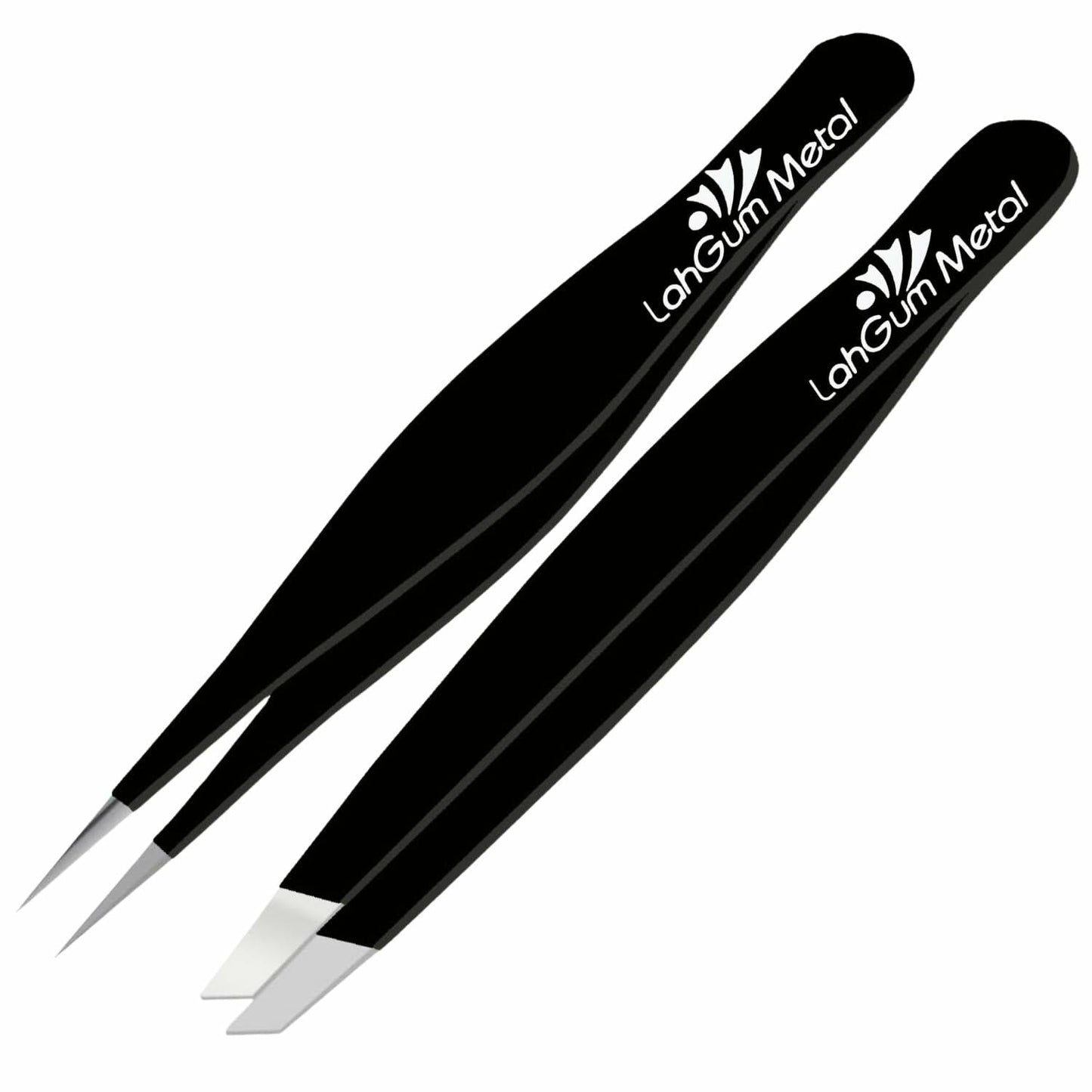 Sharp Pointy Eyebrow Tweezers Set Precision Slanted Black Facial Hair Tool