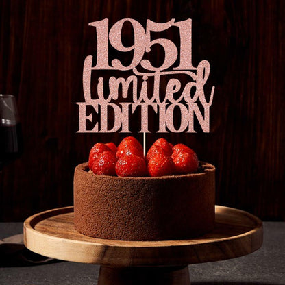 Yetxel Limited EDITION 1951 75th Birthday Cake Topper Rose Gold Glitter