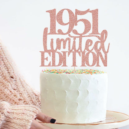Yetxel Limited EDITION 1951 75th Birthday Cake Topper Rose Gold Glitter