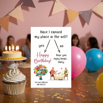 BINVASDS Funny Birthday Card for Mom Grandma Women 50th-90th Age Humor White