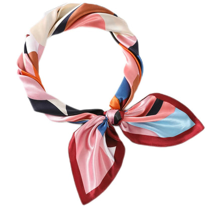 SHJINJU Women's 35" Satin Silk Hair Scarf Wrap Floral Print 1 Style Size 35"