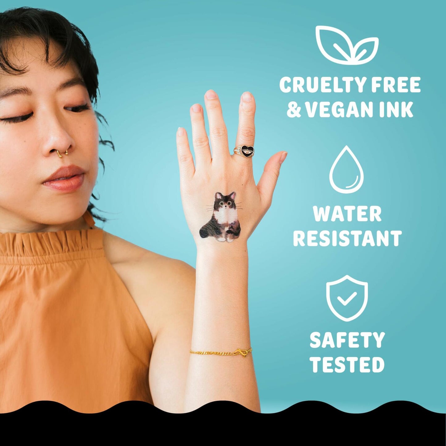 Tattly Metallic Festival Temporary Tattoos 20 Pieces Skin-Safe Vegan Ink