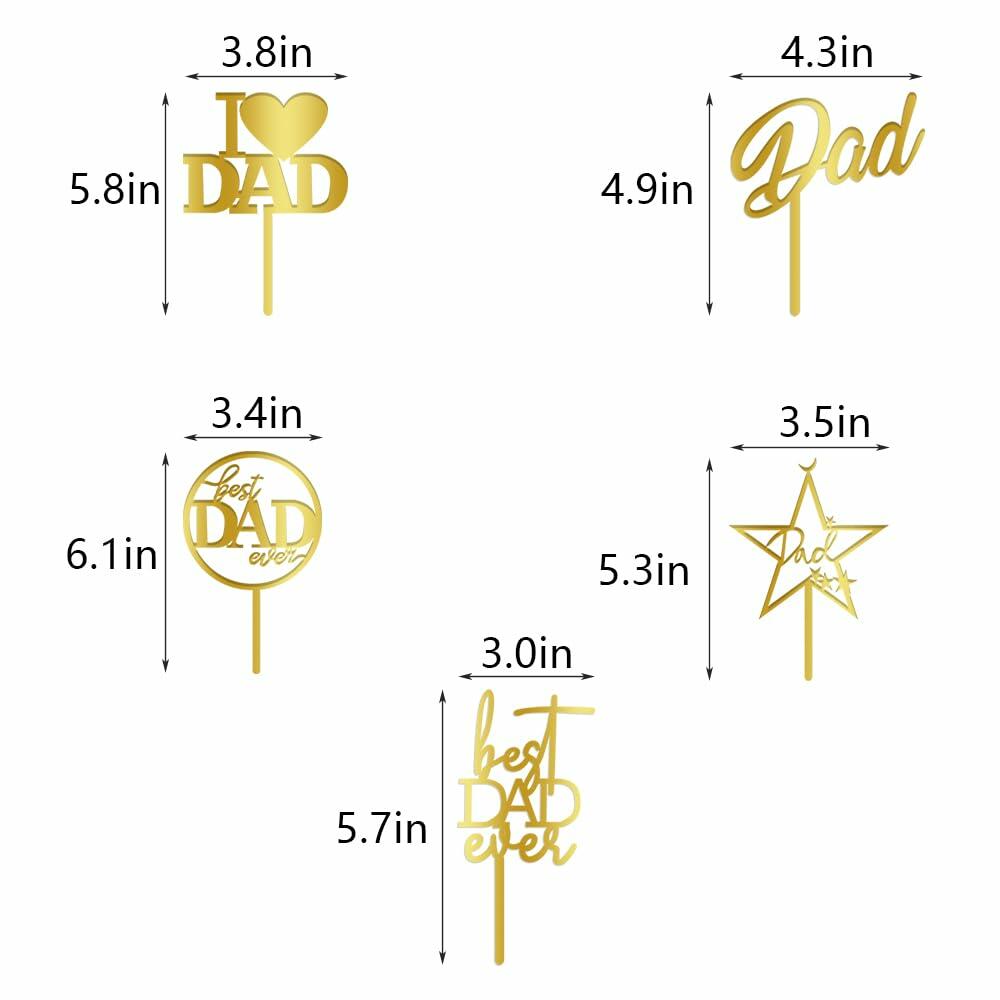 Yetxel Gold Flash Acrylic Happy Birthday Dad Cake Topper Set of 10