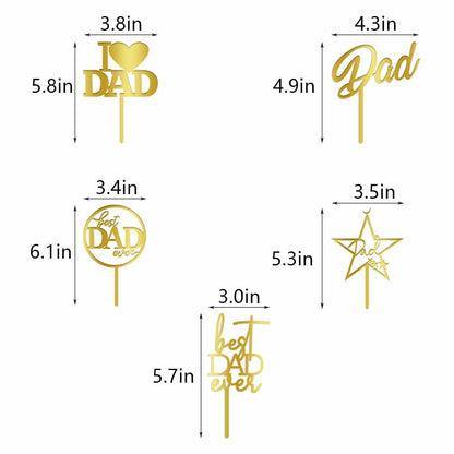 Yetxel Gold Flash Acrylic Happy Birthday Dad Cake Topper Set of 10
