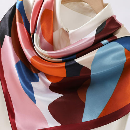 SHJINJU Women's 35" Satin Silk Hair Scarf Wrap Floral Print 1 Style Size 35"