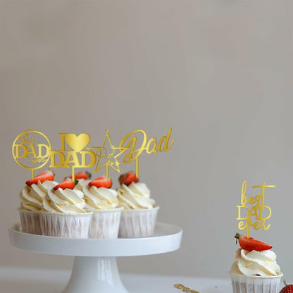 Yetxel Gold Flash Acrylic Happy Birthday Dad Cake Topper Set of 10