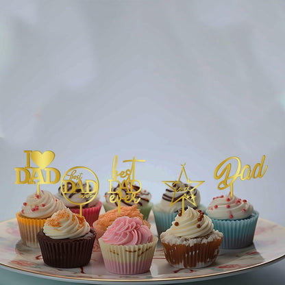 Yetxel Gold Flash Acrylic Happy Birthday Dad Cake Topper Set of 10