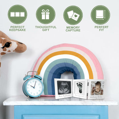 Sonogram Picture Frame with Inkless Hand Footprint Kit Gender Neutral Baby Decor