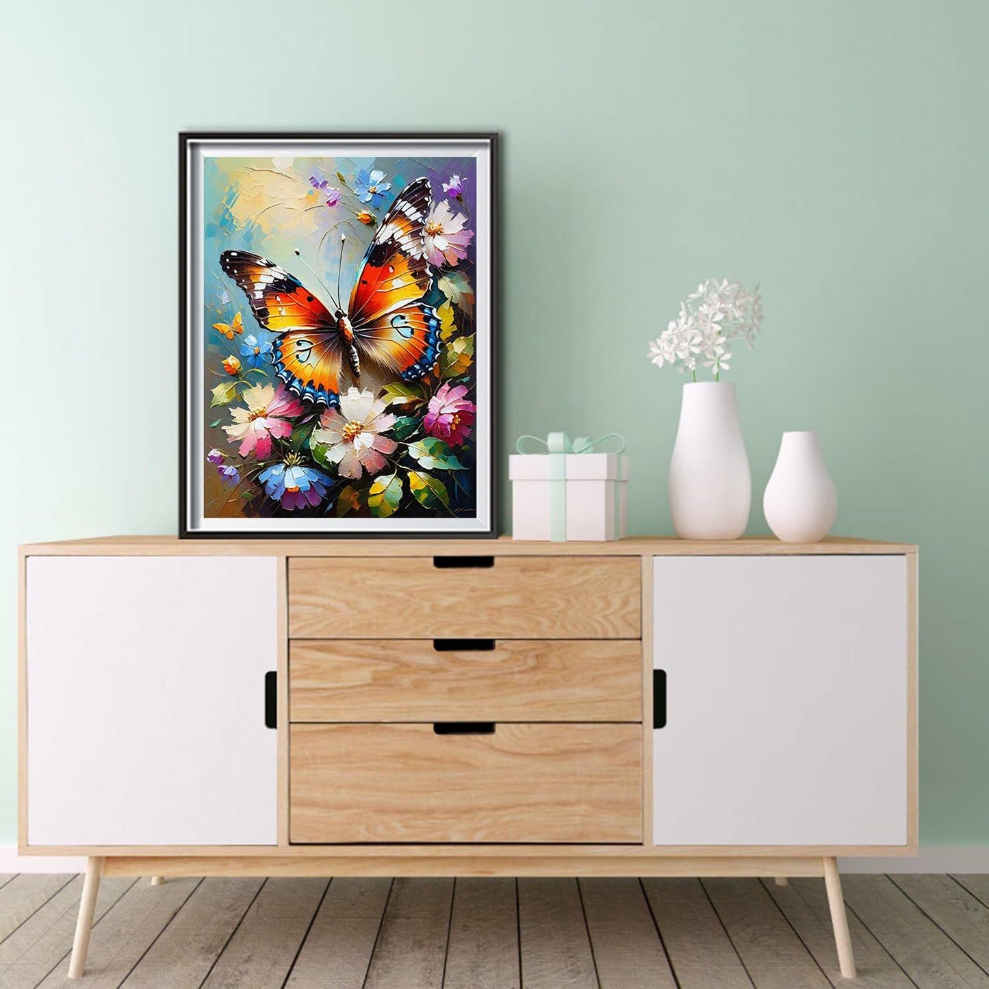 LYKEJI Butterfly Diamond Painting Kit 11.8x15.7 Inch Colorful 5D Full Round