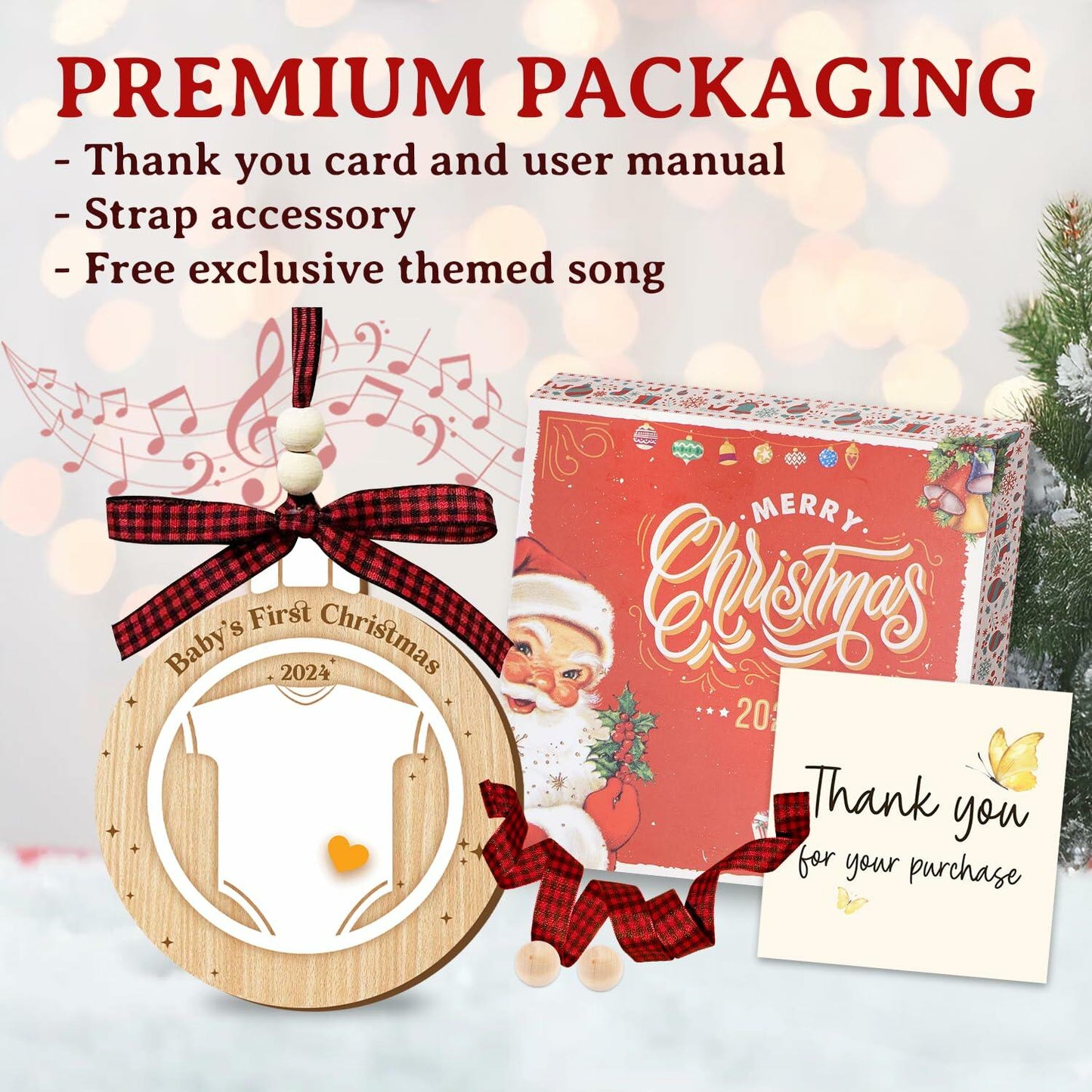 DEARMINE Baby First Christmas Ornament 2024 Wood Writable Newborn Gift