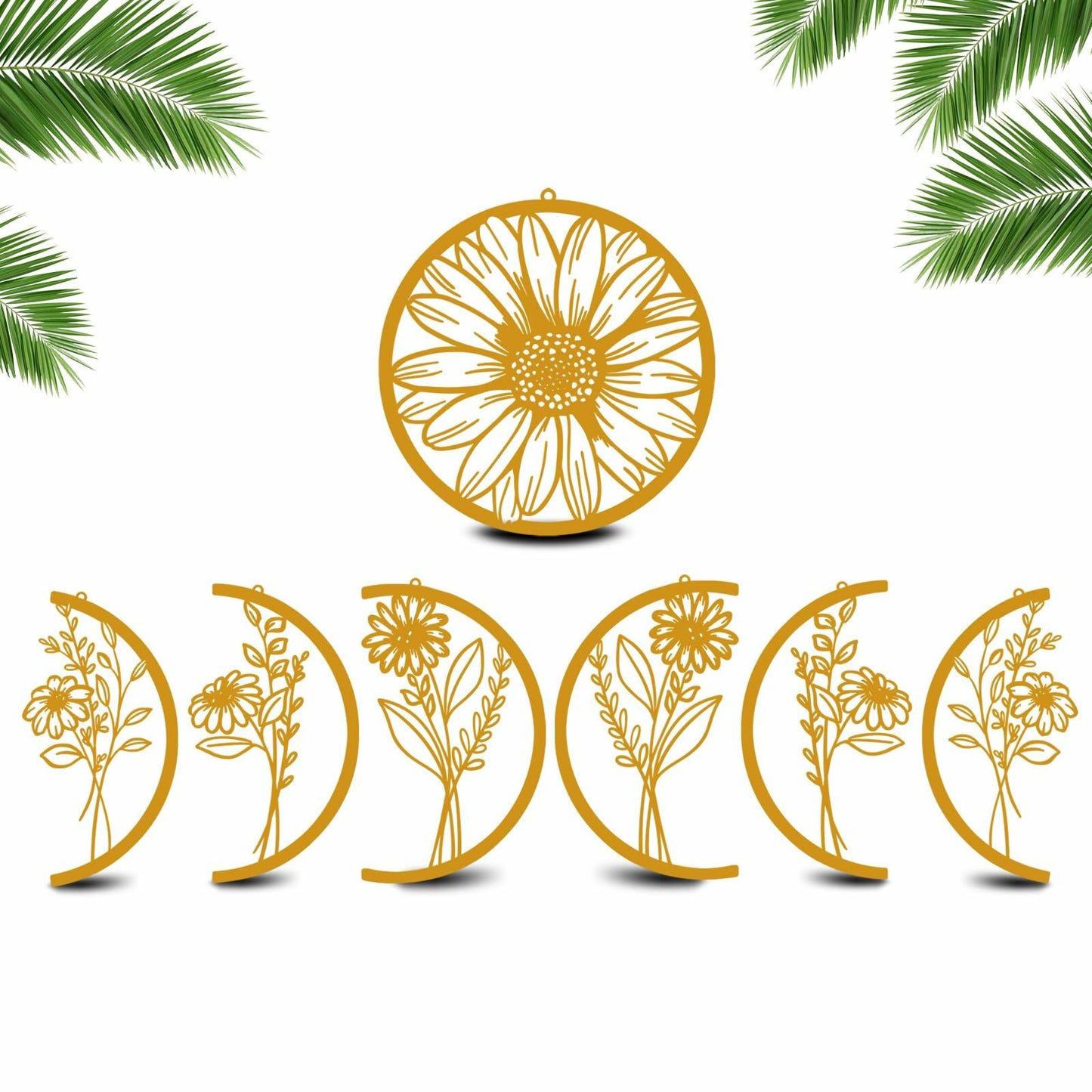 Cpcdaosk Moon Flower Metal Wall Decor Boho Moon Phase Art Indoor Home