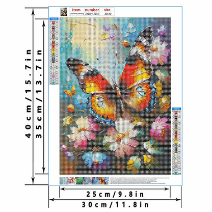 LYKEJI Butterfly Diamond Painting Kit 11.8x15.7 Inch Colorful 5D Full Round
