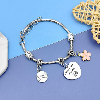 DlaeKua Silver Stainless Steel Friendship Bracelet Christmas Theme Women