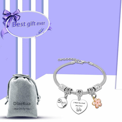 DlaeKua Silver Stainless Steel Friendship Bracelet Christmas Theme Women