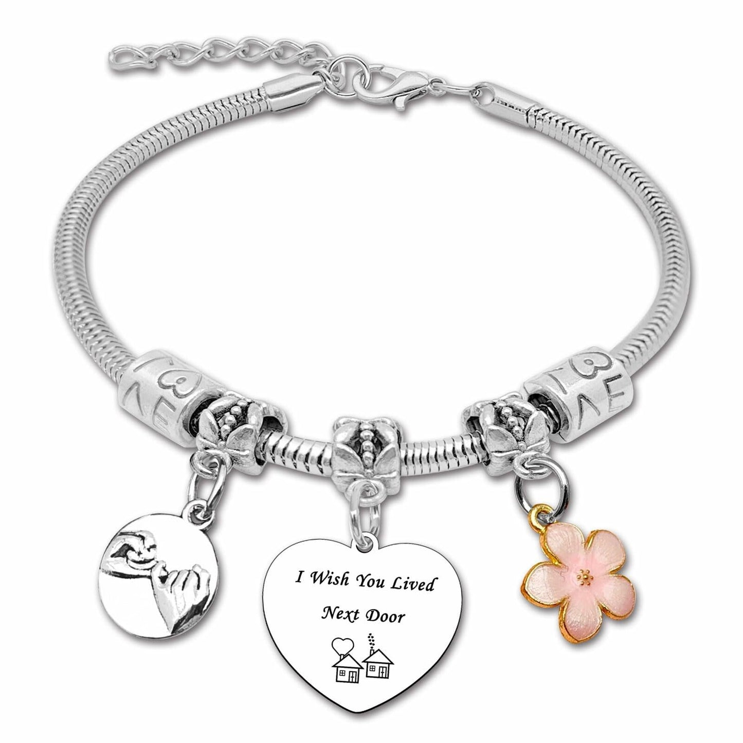 DlaeKua Silver Stainless Steel Friendship Bracelet Christmas Theme Women