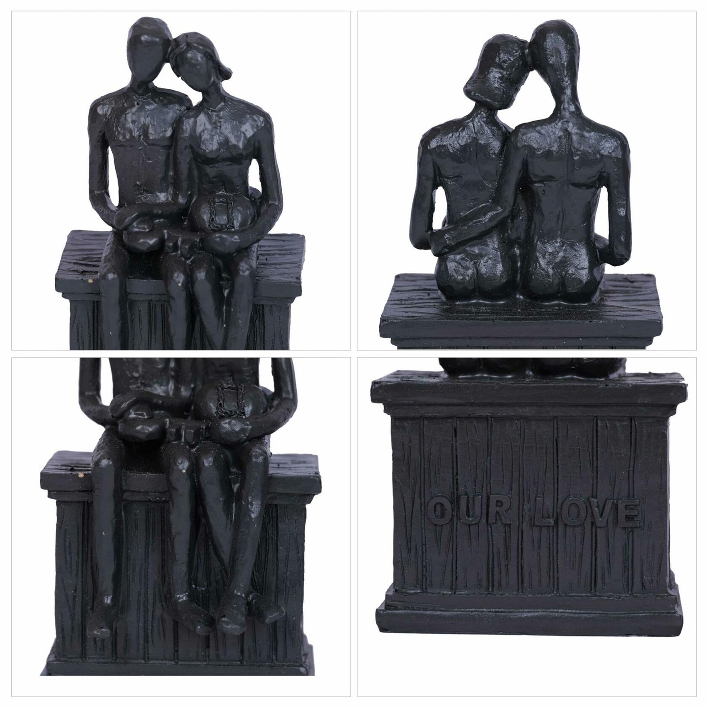 PUHOZN Iron Couple Statue - Cast Iron Couple Sculpture Wedding Modern Abstract