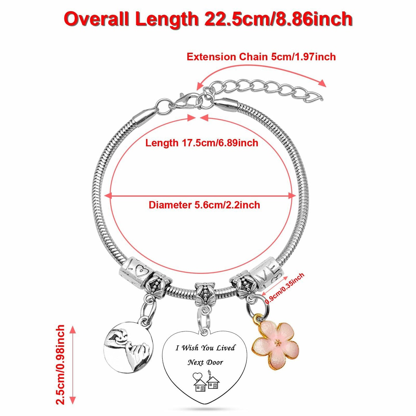 DlaeKua Silver Stainless Steel Friendship Bracelet Christmas Theme Women