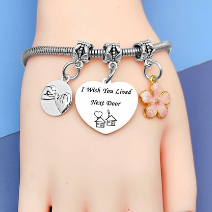 DlaeKua Silver Stainless Steel Friendship Bracelet Christmas Theme Women