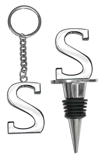 Lutong Letter Gift Set Key Ring Bottle Stopper 2 PCS Silver S