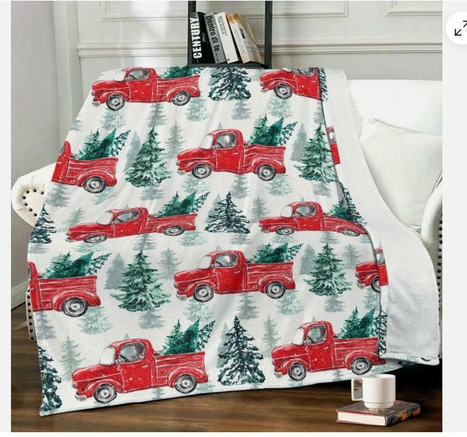 Christmas Red Truck Throw Blanket Cozy Flannel Couch Bed 80x60