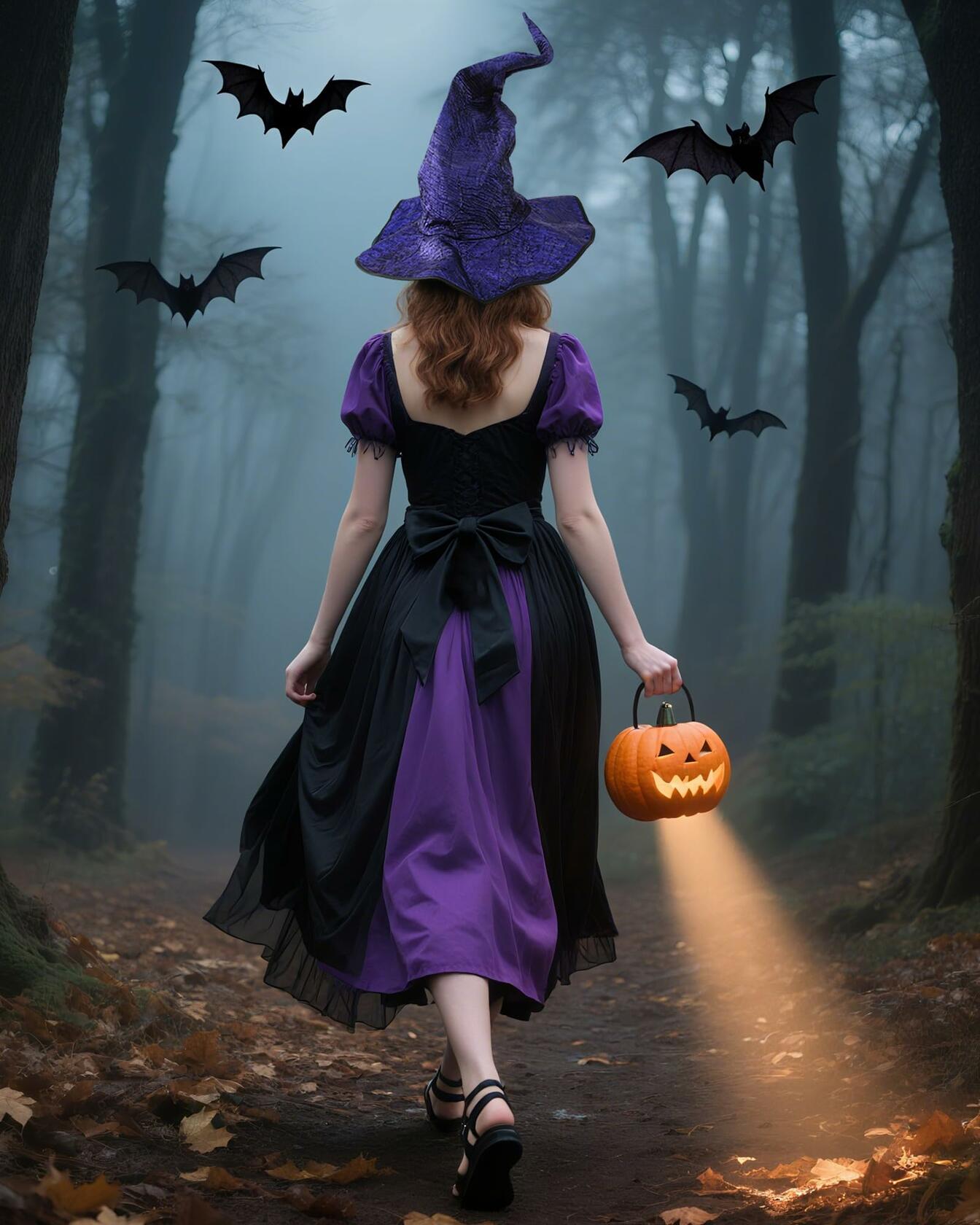 RENEMEGO Purple Witch Hat Ruched Halloween Costume Adult Cosplay LARP