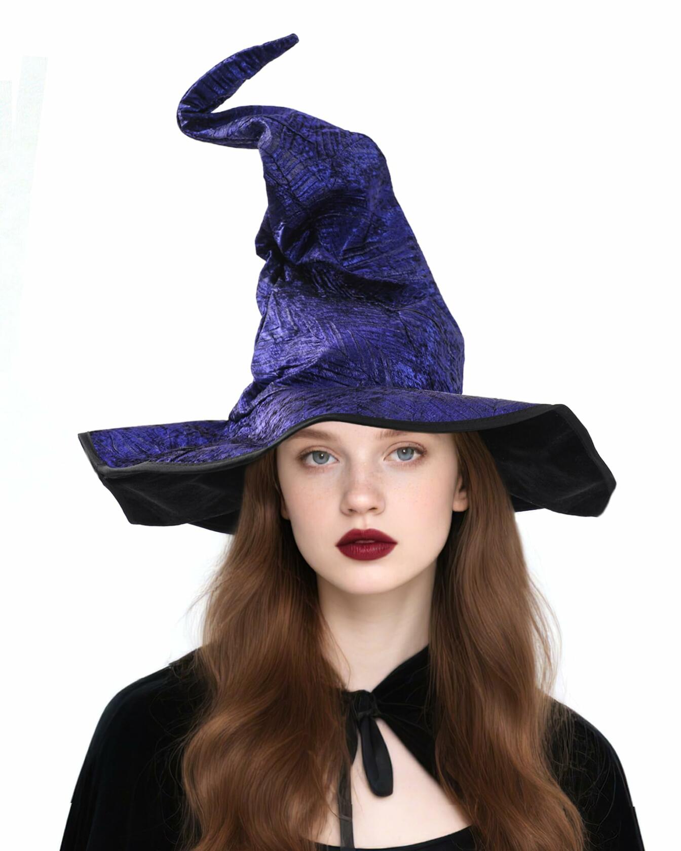 RENEMEGO Purple Witch Hat Ruched Halloween Costume Adult Cosplay LARP