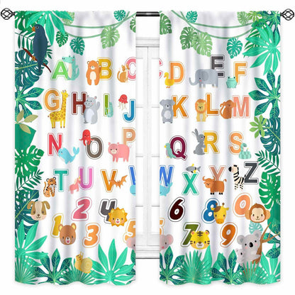 Lnepty Kids Alphabet ABC Curtains Woodland Animal Nursery 2pcs 42x45