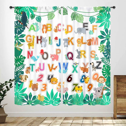 Lnepty Kids Alphabet ABC Curtains Woodland Animal Nursery 2pcs 42x45