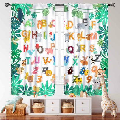 Lnepty Kids Alphabet ABC Curtains Woodland Animal Nursery 2pcs 42x45