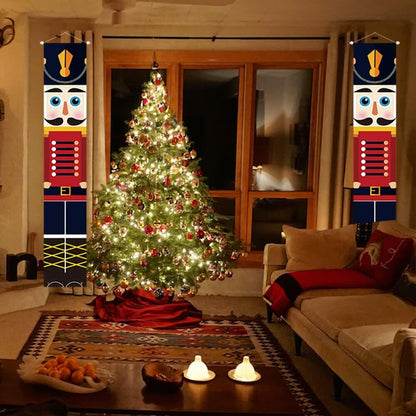 Nutcracker Christmas Banner Porch Sign Front Door Indoor Outdoor Decor