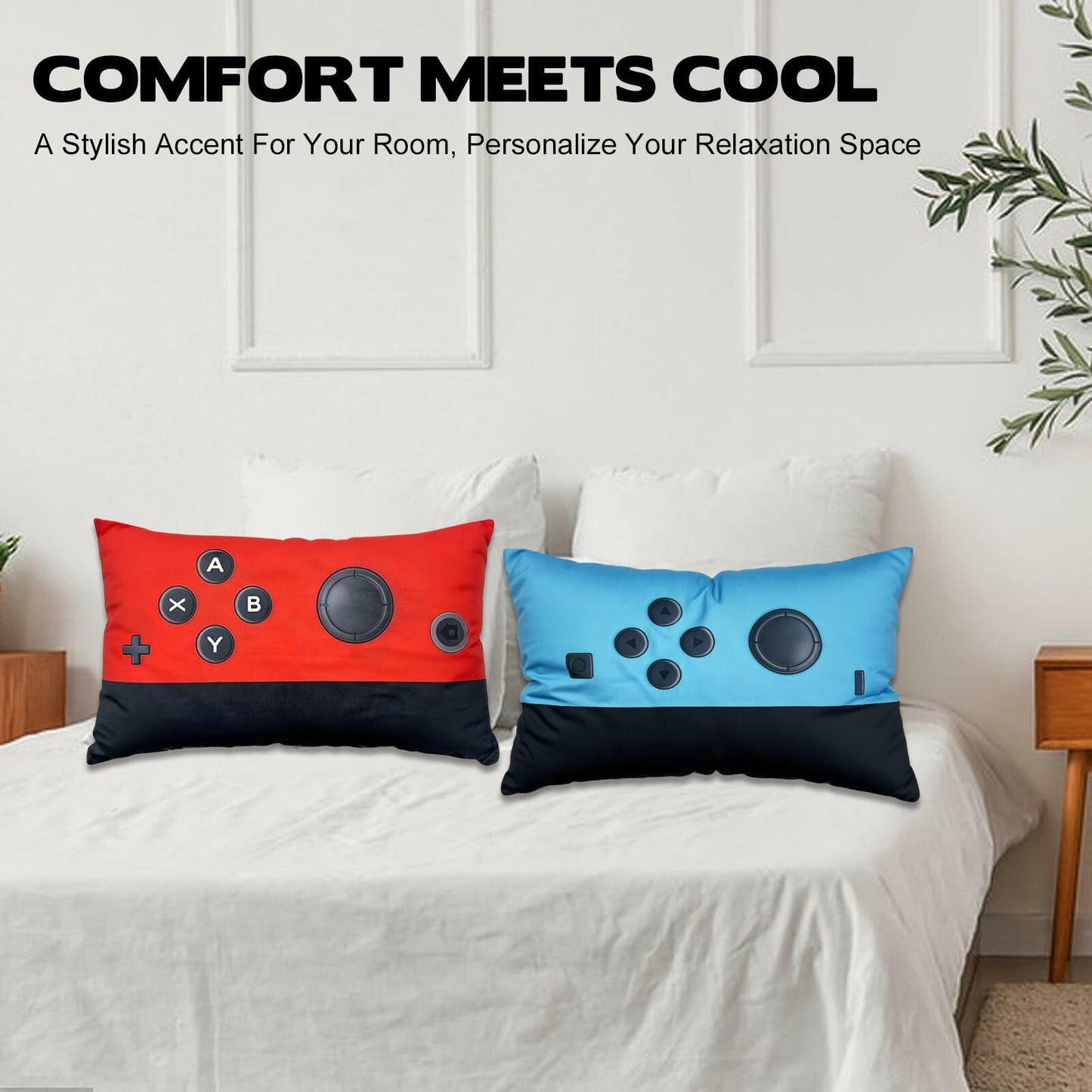 2pcs Game Pillow Covers Plush Lumbar Cushion Case 12x20 No Insert