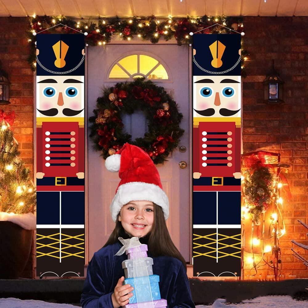 Nutcracker Christmas Banner Porch Sign Front Door Indoor Outdoor Decor