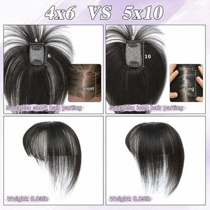 BUPPLER 360° 3D Hair Topper with Bangs for Thinning Hair 5x10 Brown Black