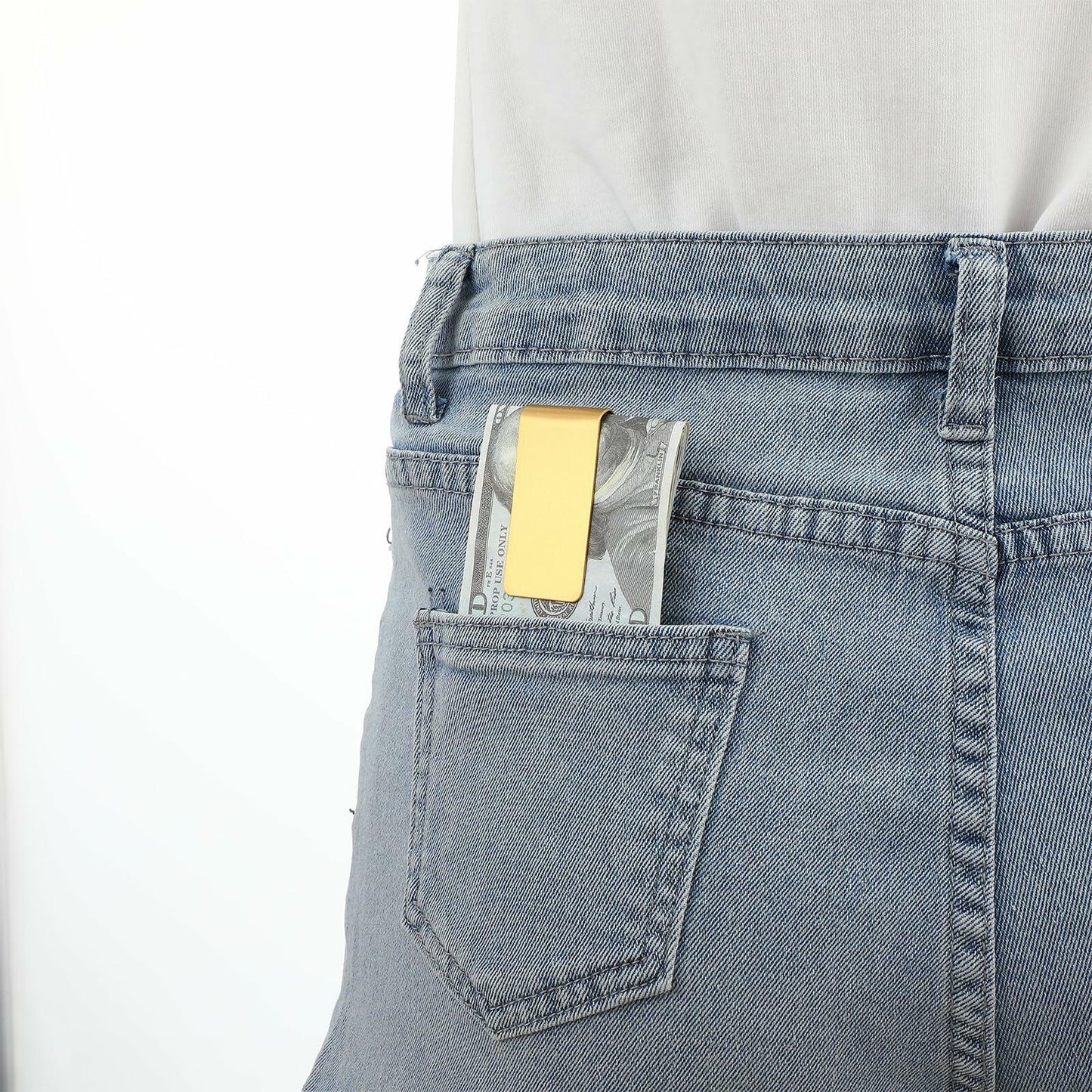 Qianyu Slim Money Clip 6 Pack Stainless Steel Cash Card Holder Gold Silver