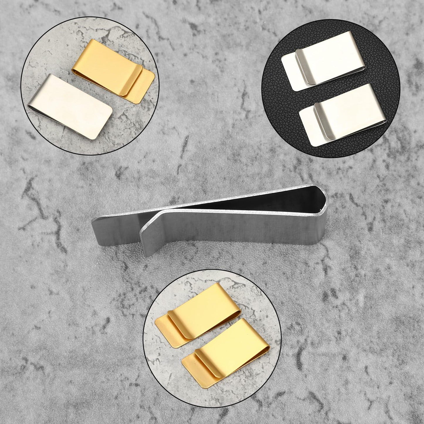 Qianyu Slim Money Clip 6 Pack Stainless Steel Cash Card Holder Gold Silver