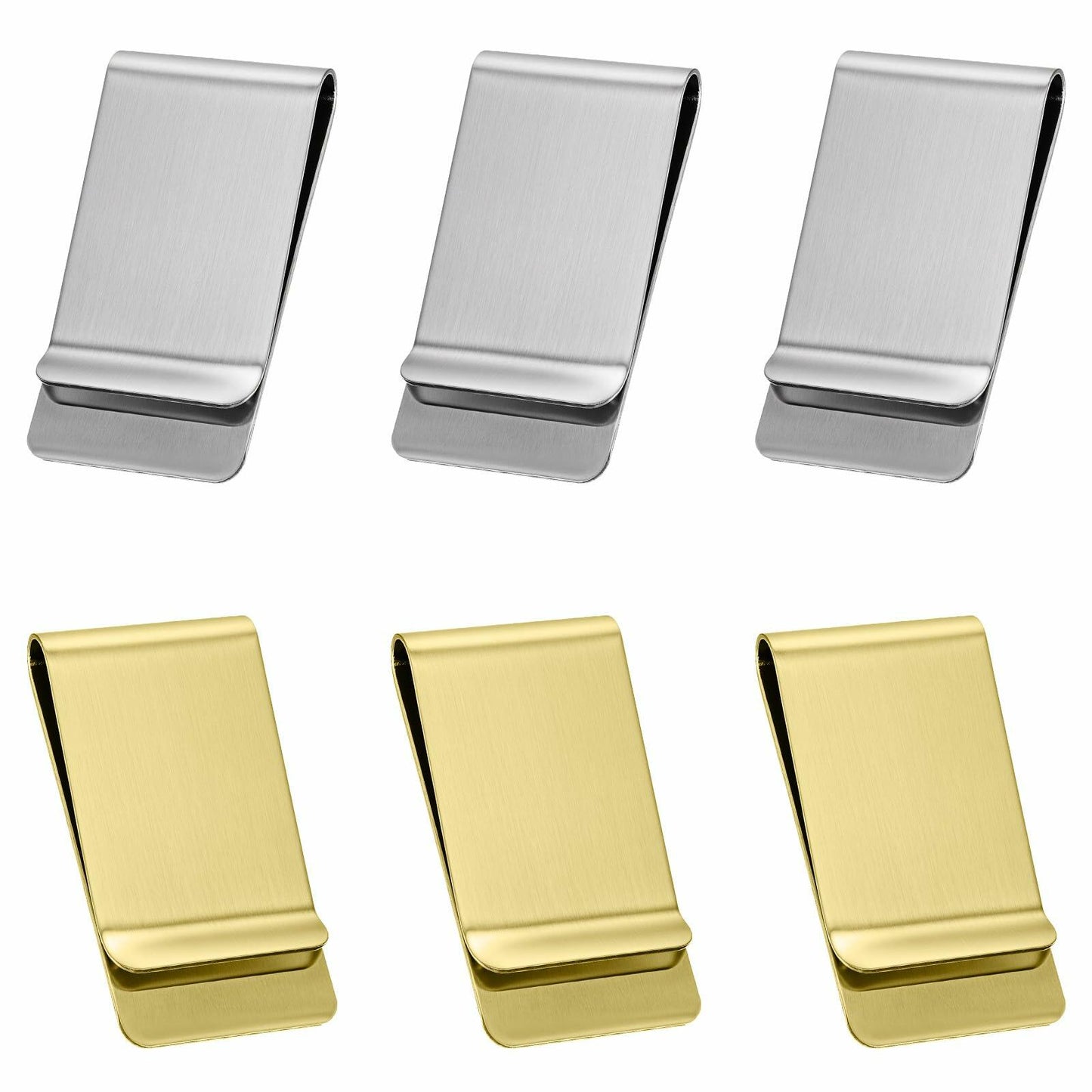 Qianyu Slim Money Clip 6 Pack Stainless Steel Cash Card Holder Gold Silver